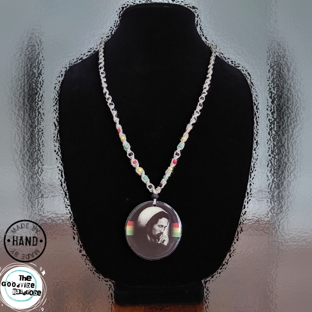 Bob Marley Resin Pendant on Twisted Hemp Necklace